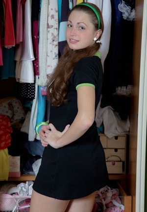 Good gal with green headband has huge weakness for shopping and rectal sex