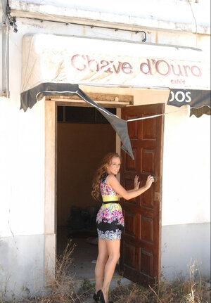 Playful bimbo agrees to detect her perky assets in the abandoned café