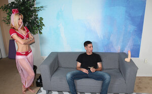 Chick with a hot body is going to fuck a genie for some reason