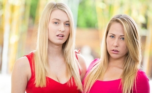 Blonde mistresses on high heels nude and ready to share passionate kisses