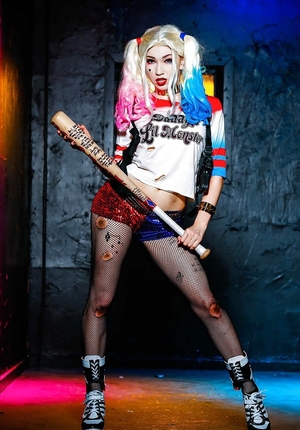 Harley Quinn solitary cosplay episode by sexy legal teen porn star Aria Alexander