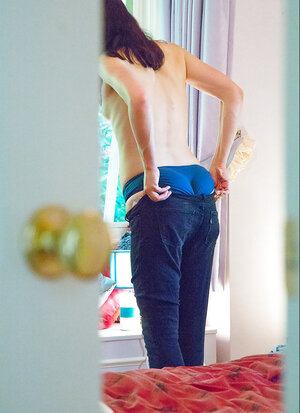 Babe with faultless hair is gonna showcase while topless mostly