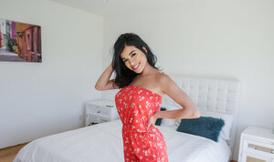 Savannah Sixx shows off her body and also rides her stepbro Sam Shock big cock