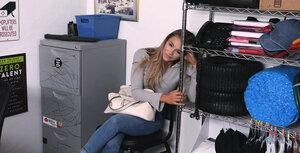 Scarlett Fall gets fucked on the desk by Derrick Ferrari