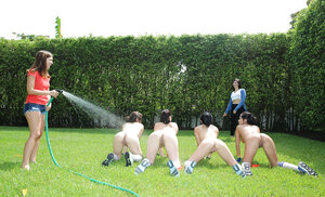 Lesbians with sizeable butts play in booty shorts and moreover socks