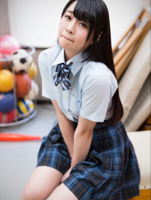 Bored Japanese 18-19 y.o. finger makes love her kitty in the class