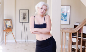 Sexy blonde Jenna Ivory shows her fuckable tooshie and natural tits