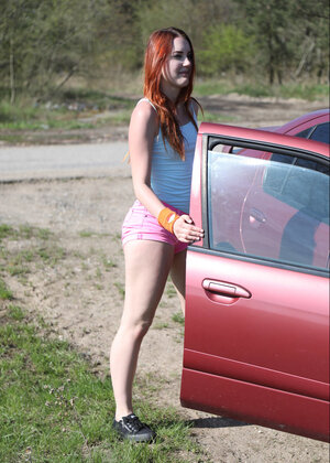 Redhead Czech 18-19 y.o. Charlie Red has an intercourse Kristof Cale in public