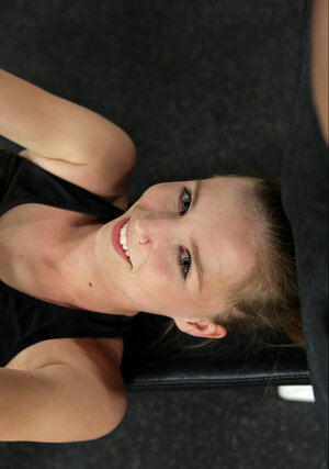 Slim Ava Parker is filled with protein by a gym instructor