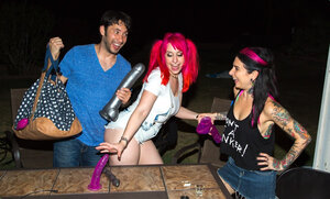 Proxy Paige takes a heavyweight rod deep in her tight ass with Joanna Angel and Tommy Pistol