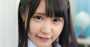 Good-looking Japanese 18-19 year old gives head a school photographer's purple pole