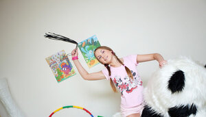 Albina totally hardcore fucked and facialed by man in panda suit