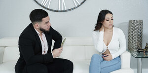 Violet Gems enjoys intense sofa sex with boss Peter Green