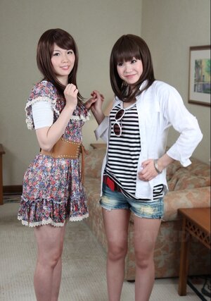 A pair of Japanese cuties Rimu Endo and Ueno Misaki unveil their small jugs only