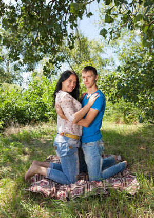 Luckily for aroused babe with black hair buddy invited her out to nail