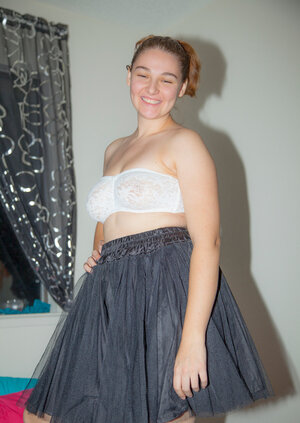 Playful non-pro cutie takes down glamorous dress and plus spreads legs to reveal snatch