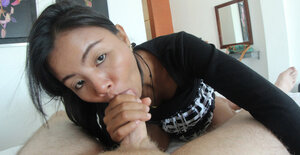 Thai wolad shows her cherry to young lad bonking this hirsute muff cumming inside