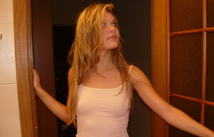 Chick comes to the bathroom to pee and wash her pussy but stepbro wants blowjob