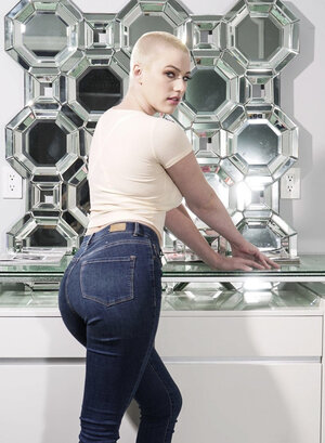 Bald-haired kitten and furthermore her brunette GF lick each and every other's twat on the sofa